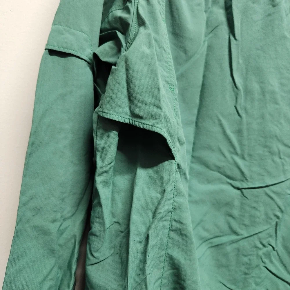 Columbia Shirt Mens ‎ Green Long Sleeve Nylon Outdoor Vented Hiking Pockets